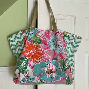 Lilly Pulitzer Floral Canvas Tote in Pink, Turquoise, Orange & Green